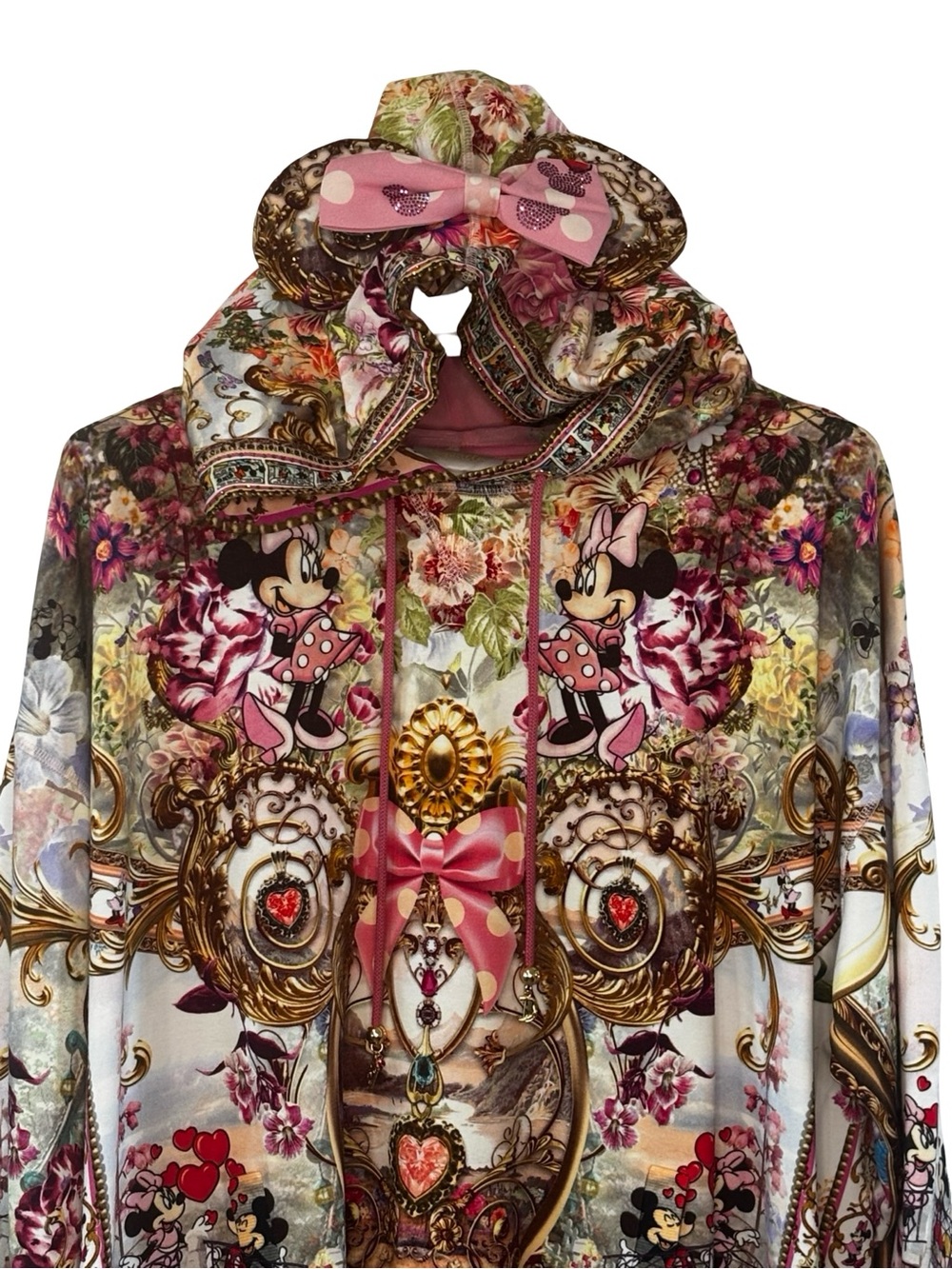 Minnie Mouse Pink Floral Hoodie with Bow